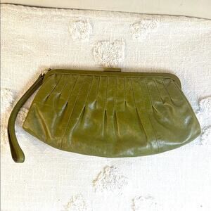 HOBO Olive Green Leather Clutch Bag
